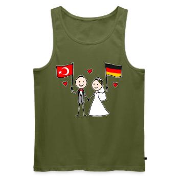 Wedding Couple Turkey Germany Flag - Men's Premium Organic Tank Top - khaki - Front - Michal (187cm)