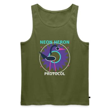 Neon Heron Protocol - Débardeur bio Premium Homme - kaki - Devant - Michal (187cm)