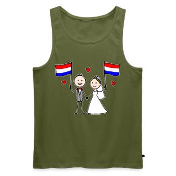 Couple de mariés Drapeau Hollandais - Débardeur bio Premium Homme - kaki - Devant - Michal (187cm)