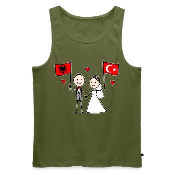 Wedding Couple Albania Turkey Flag - Men's Premium Organic Tank Top - khaki - Front - Michal (187cm)