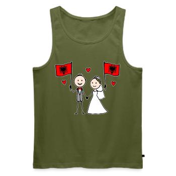 Wedding Couple Albania Flag - Men's Premium Organic Tank Top - khaki - Front - Michal (187cm)