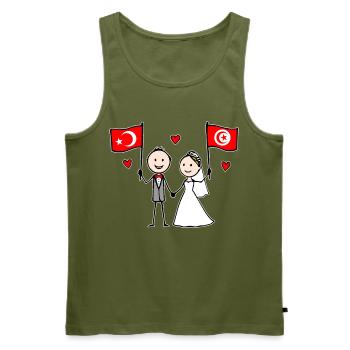 Couple de mariés, drapeau de la Tunisie de la Turquie - Débardeur bio Premium Homme - kaki - Devant - Michal (187cm)