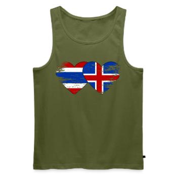 Thailand Island Flagge Herzform used - Männer Premium Bio Tank Top - Khaki - Vorne - Michal (187cm)