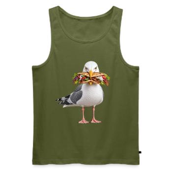 Silbermoewe-mit-Doener Möwe - Männer Premium Bio Tank Top - Khaki - Vorne - Michal (187cm)