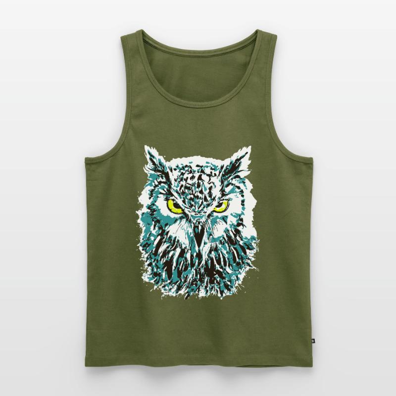 Bunte Eule - Eulenkopf - Kauz - Farbenfrohe Eule Männer Premium Bio Tank Top