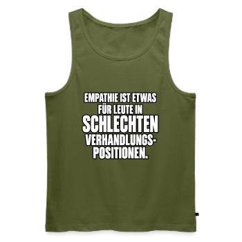 Empathie in Verhandlungssituationen - Männer Premium Bio Tank Top - Khaki - Vorne - Michal (187cm)
