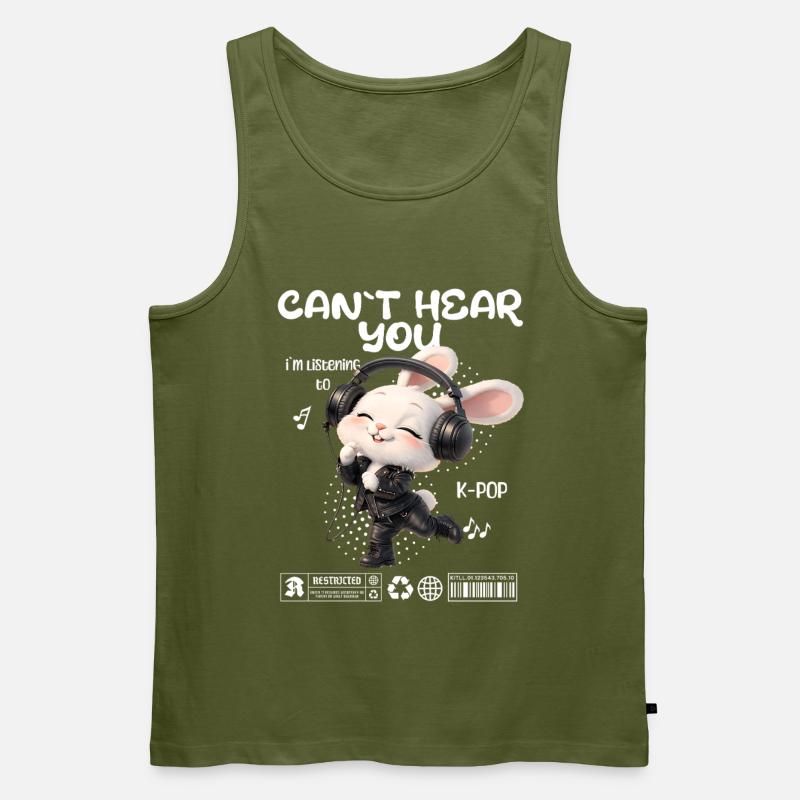 K-Pop Häschen mit Kopfhörern - Männer Premium Bio Tank Top - Khaki