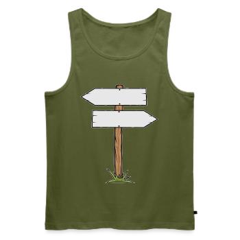 Holzschilder Cartoon - Männer Premium Bio Tank Top - Khaki - Vorne - Michal (187cm)