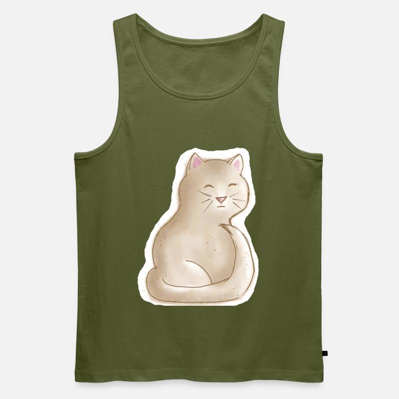 müdes Kätzchen - Männer Premium Bio Tank Top - Khaki