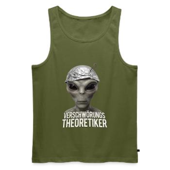 Alien Verschwörungs-Theoretiker - Männer Premium Bio Tank Top - Khaki - Vorne - Michal (187cm)