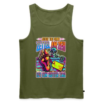 Neon Skelett Zeh Zettel - Männer Premium Bio Tank Top - Khaki - Vorne - Michal (187cm)