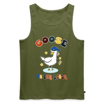 goose on the loose - Men's Premium Organic Tank Top - khaki - Front - Michal (187cm)