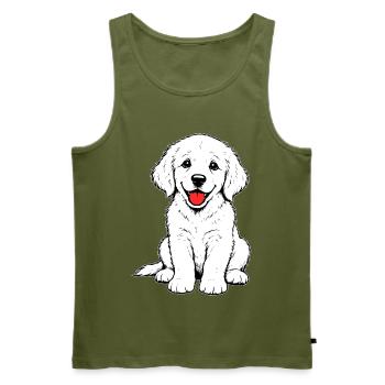 Golden_Retriever_Welpen_sitzend_weiss - Men's Premium Organic Tank Top - khaki - Front - Michal (187cm)