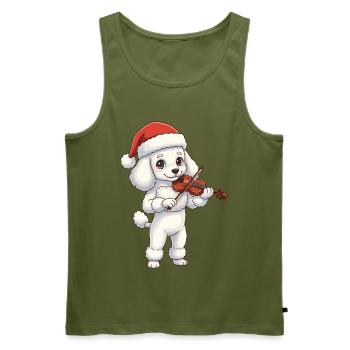 Christmas Poodle Dog Playing Violin Art - Men's Premium Organic Tank Top - khaki - Front - Michal (187cm)