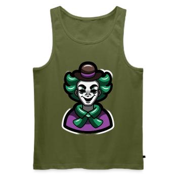 Green Clown Mime Cartoon Portrait - Men's Premium Organic Tank Top - khaki - Front - Michal (187cm)