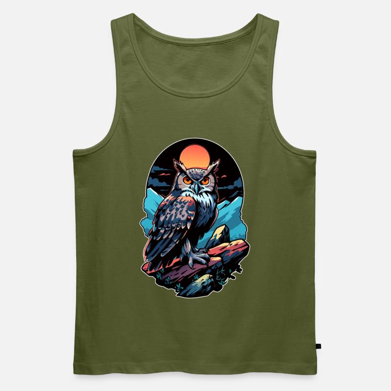Großer Eule Uhu bei Mondschein - Männer Premium Bio Tank Top - Khaki
