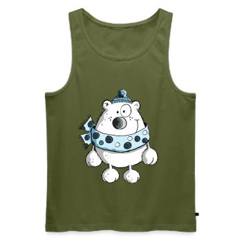 Drôle ours polaire - Hiver - Dessin animé - Débardeur bio Premium Homme - kaki - Devant - Michal (187cm)