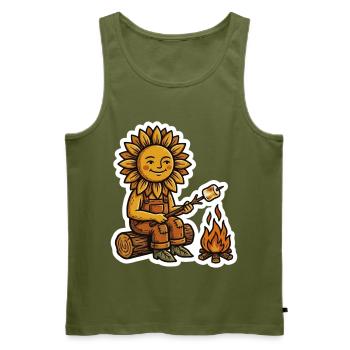 Sonnenblume Lagerfeuer Marshmallow - Männer Premium Bio Tank Top - Khaki - Vorne - Michal (187cm)