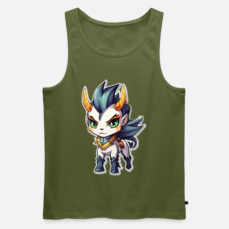 Chibi Dämonenpferd - Männer Premium Bio Tank Top - Khaki