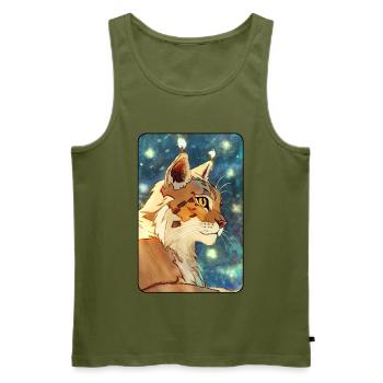 Luchs im Profil - Männer Premium Bio Tank Top - Khaki - Vorne - Michal (187cm)