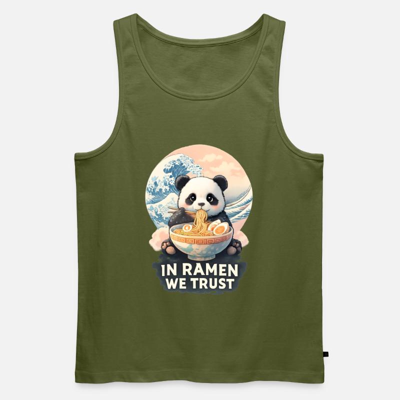 Panda Ramen Great Wave Japan - Männer Premium Bio Tank Top - Khaki