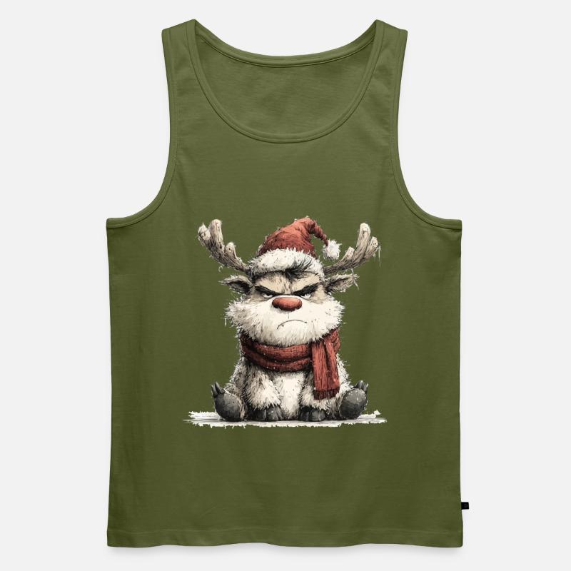 Grimmiges Rentier mit Schal - Männer Premium Bio Tank Top - Khaki