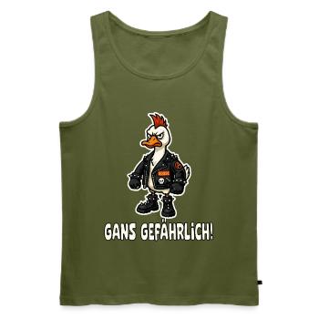 Punk-Gans in Lederjacke - Männer Premium Bio Tank Top - Khaki - Vorne - Michal (187cm)