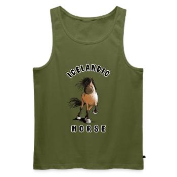 Icelandic Horse - Männer Premium Bio Tank Top - Khaki - Vorne - Michal (187cm)