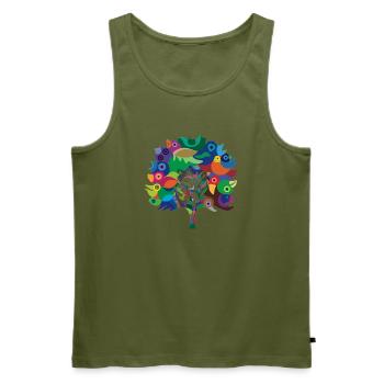 Overbirded Tree - Men's Premium Organic Tank Top - khaki - Front - Michal (187cm)