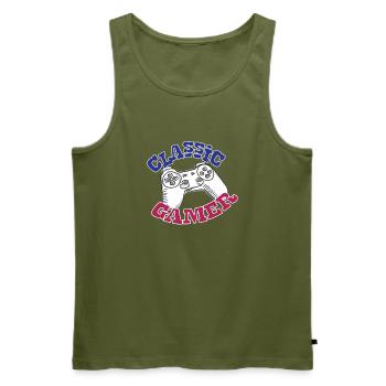 Game Zocken Spielkonsole Geschenk - Männer Premium Bio Tank Top - Khaki - Vorne - Michal (187cm)