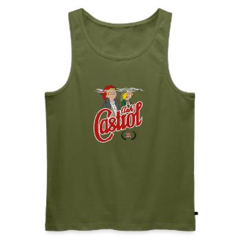 Aah Castrol R. - Men's Premium Organic Tank Top - khaki - Front - Michal (187cm)