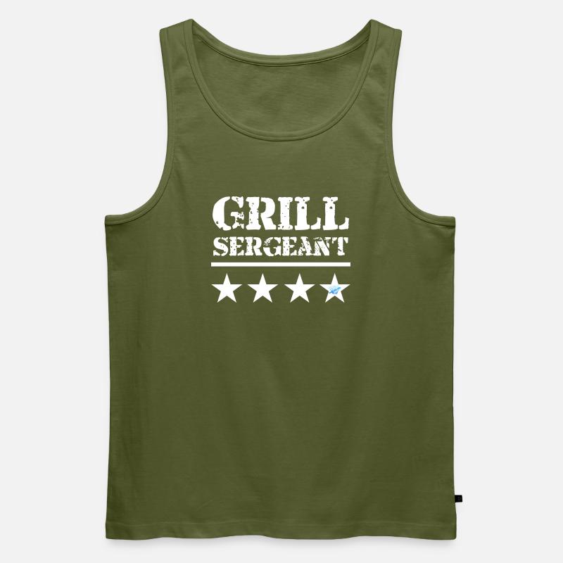 Grill Sergeant - BBQ King - Männer Premium Bio Tank Top - Khaki