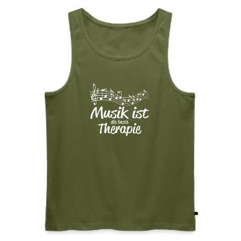 Musik ist Therapie - Männer Premium Bio Tank Top - Khaki - Vorne - Michal (187cm)