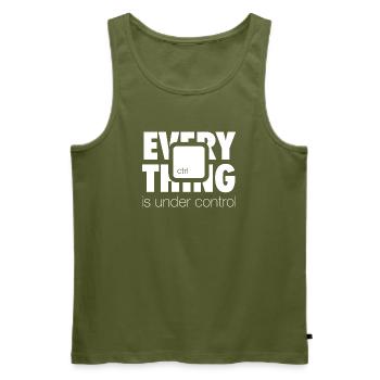 Under ctrl (dark) - Men's Premium Organic Tank Top - khaki - Front - Michal (187cm)
