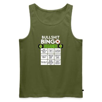 BINGO BULLSHIT VEGANER VEGAN - Männer Premium Bio Tank Top - Khaki - Vorne - Michal (187cm)