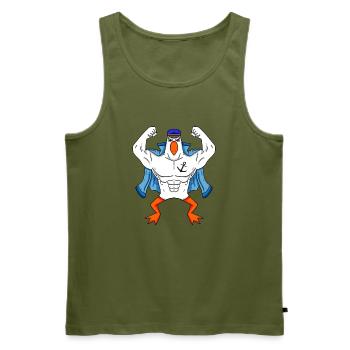 Muskelöse Seemöwe mit Anker Tattoo Möwe Geschenk - Männer Premium Bio Tank Top - Khaki - Vorne - Michal (187cm)
