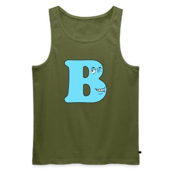 B - Männer Premium Bio Tank Top - Khaki - Vorne - Michal (187cm)