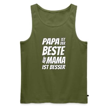 papa ist der beste nur mama ist besser - Männer Premium Bio Tank Top - Khaki - Vorne - Michal (187cm)