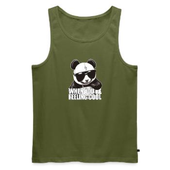 Cool panda feeling good - Men's Premium Organic Tank Top - khaki - Front - Michal (187cm)
