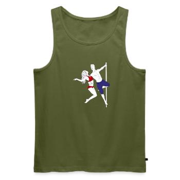 Pole Dance Duo Red Blue Outfit - Men's Premium Organic Tank Top - khaki - Front - Michal (187cm)