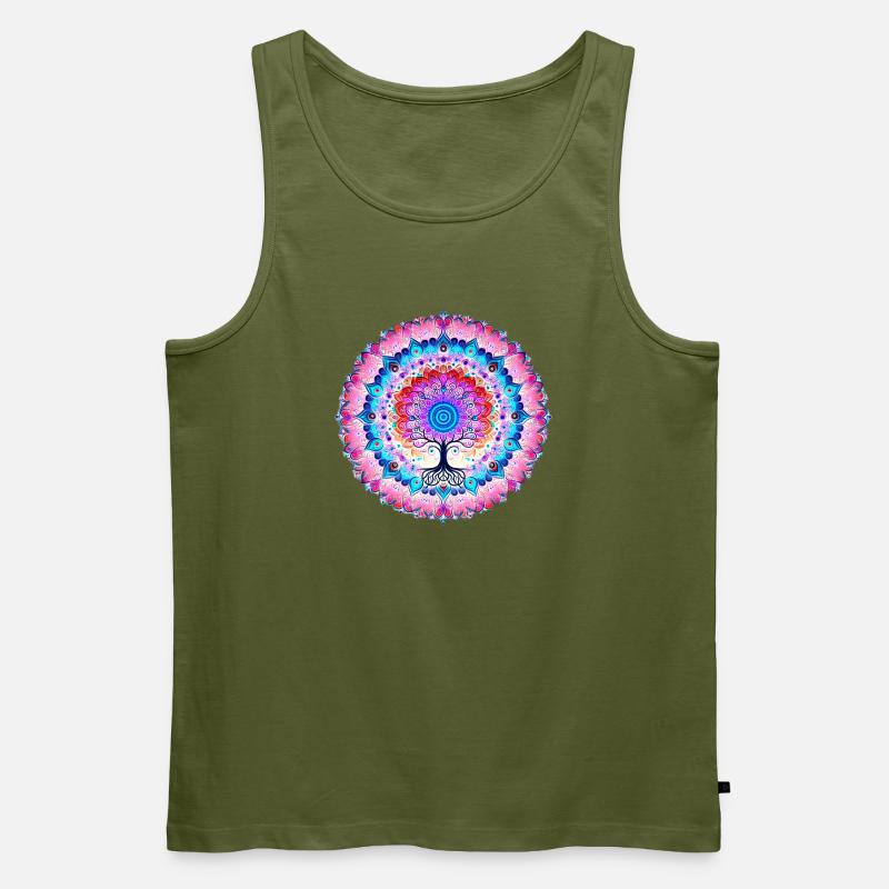 Mandala-Baum der Farben - Männer Premium Bio Tank Top - Khaki