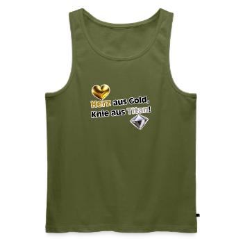 Herz aus Gold, Knie aus Titan - Männer Premium Bio Tank Top - Khaki - Vorne - Michal (187cm)
