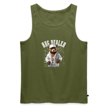 Gangster Hug Dealer Ours en peluche Drôle - Débardeur bio Premium Homme - kaki - Devant - Michal (187cm)