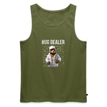 Gangster Hug Dealer Ours en peluche Drôle - Débardeur bio Premium Homme - kaki - Devant - Michal (187cm)