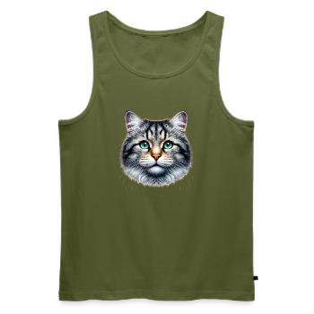 Chat - Débardeur bio Premium Homme - kaki - Devant - Michal (187cm)