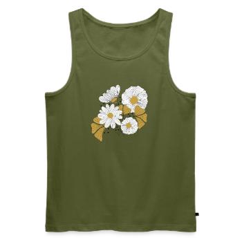 Floral Bouquet in Yellow Lines Contrast - Men's Premium Organic Tank Top - khaki - Front - Michal (187cm)
