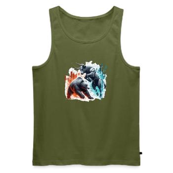 Finance Taureau Bear Fight Wall Street cadeau - Débardeur bio Premium Homme - kaki - Devant - Michal (187cm)