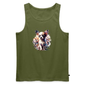 Chihuahua chiot mignon coloré graphique chien cadeau - Débardeur bio Premium Homme - kaki - Devant - Michal (187cm)