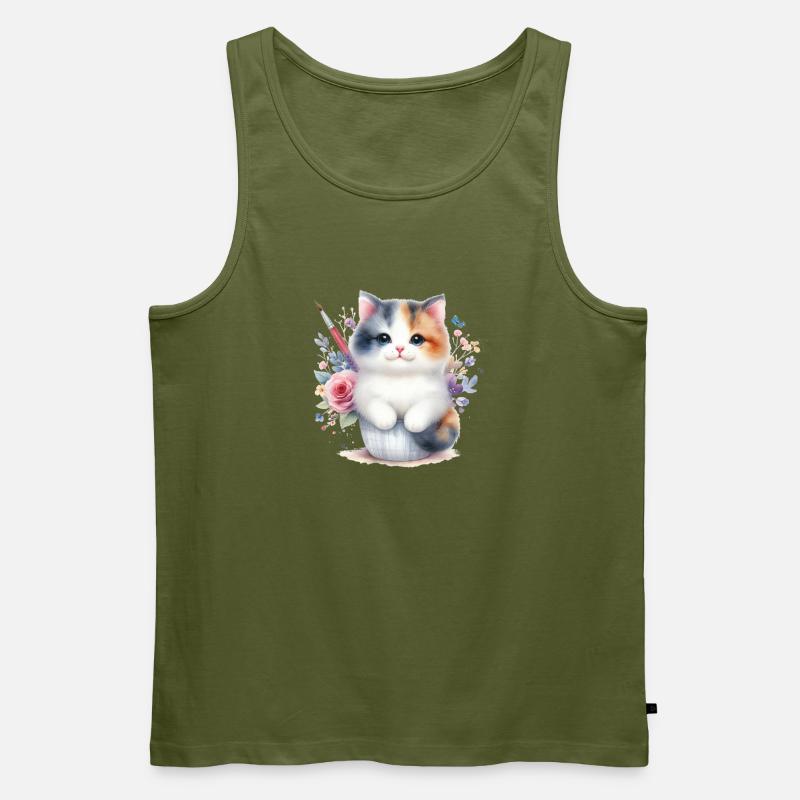 Süße Katze - Männer Premium Bio Tank Top - Khaki