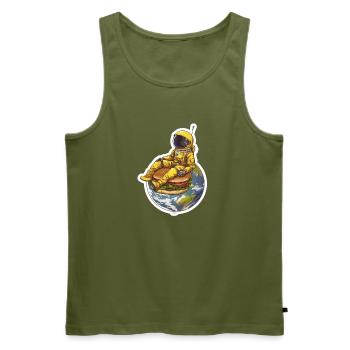 Golden Astronaut on Burger – Space Food Design - Men's Premium Organic Tank Top - khaki - Front - Michal (187cm)